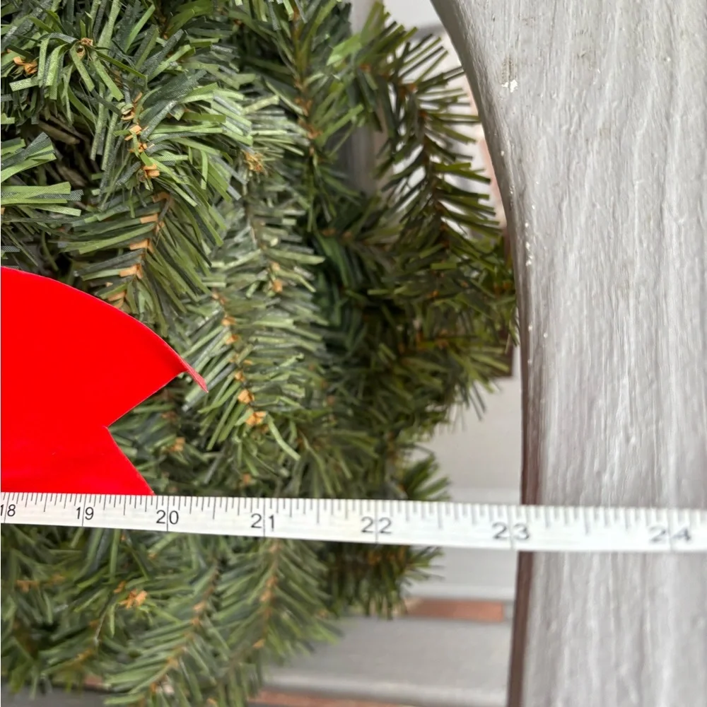 Holiday Evergreen Wreath with Red Bow